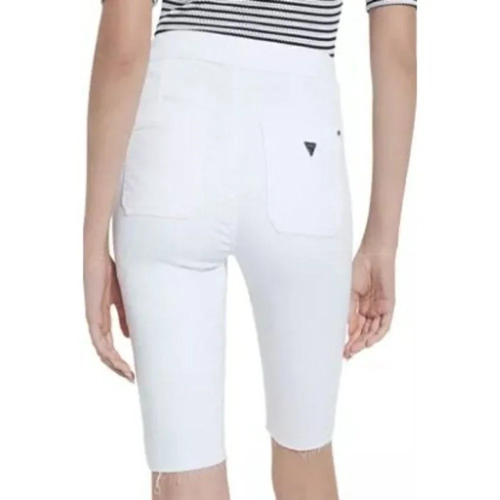GUESS Bermuda Jean Shorts 25 White Women's Stretch Cut Off NEW‎